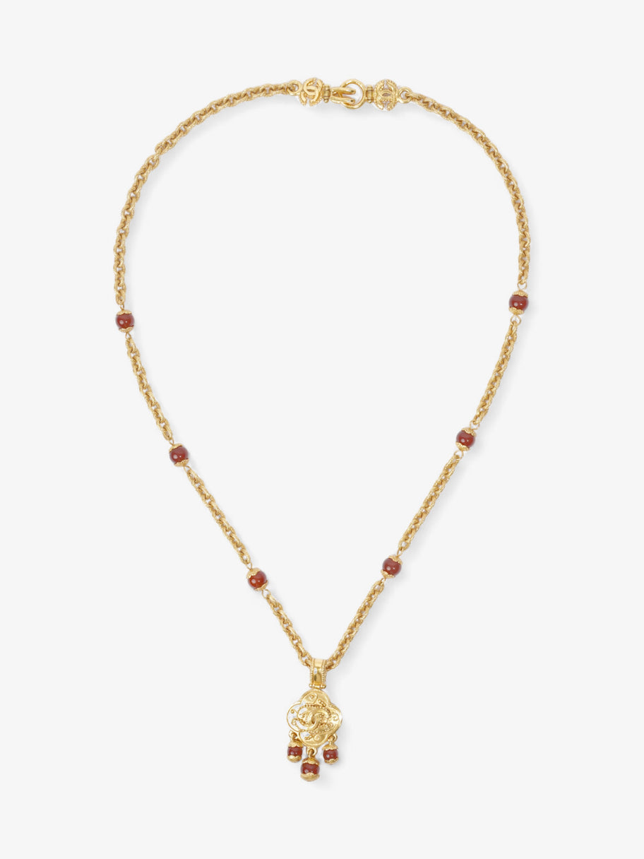 Chanel CC Pendant Chain Gold / Burgundy Base Metal Image 1