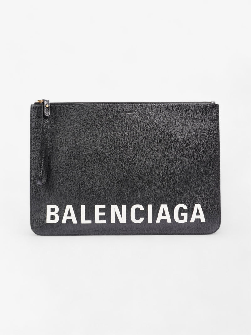  Balenciaga Ville Logo Pouch Black / White Leather