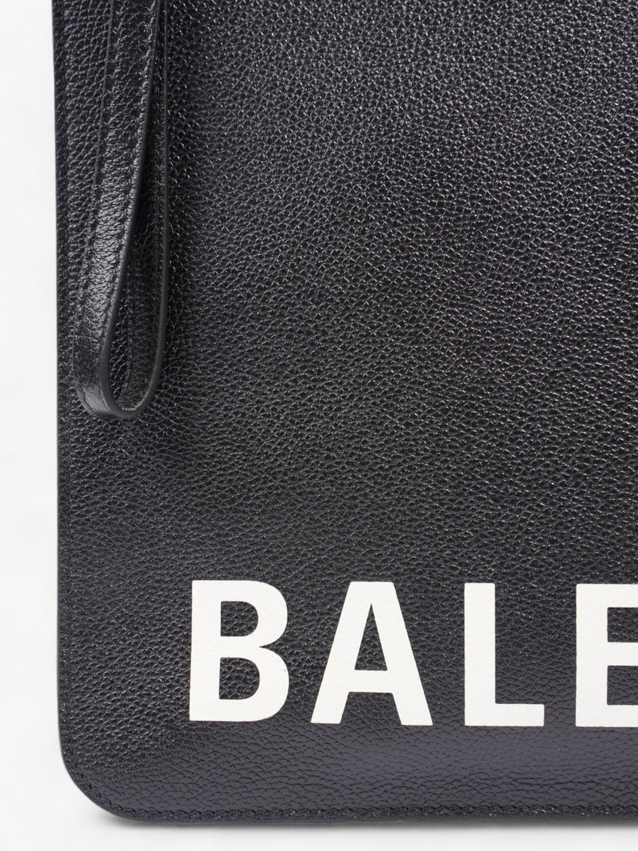 Balenciaga Ville Logo Pouch Black / White Leather Image 5