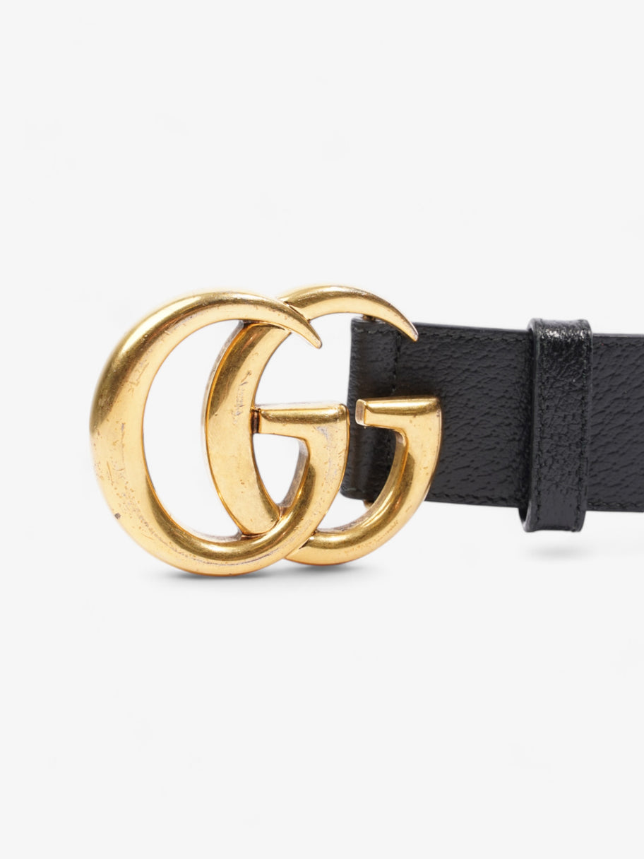 Gucci GG Marmont 2015 Re-Edition Wide Belt Black / Gold Leather 80cm / 32