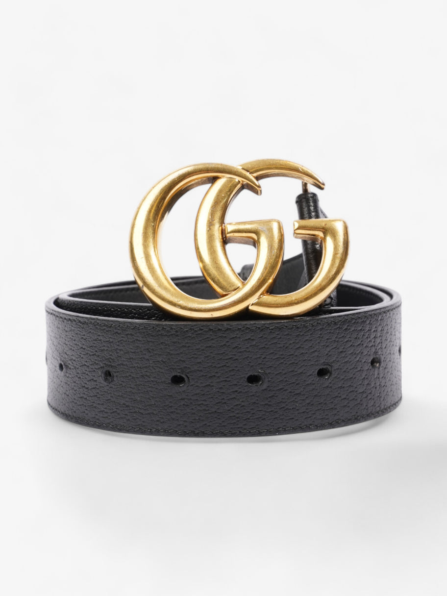 Gucci GG Marmont 2015 Re-Edition Wide Belt Black / Gold Leather 80cm / 32