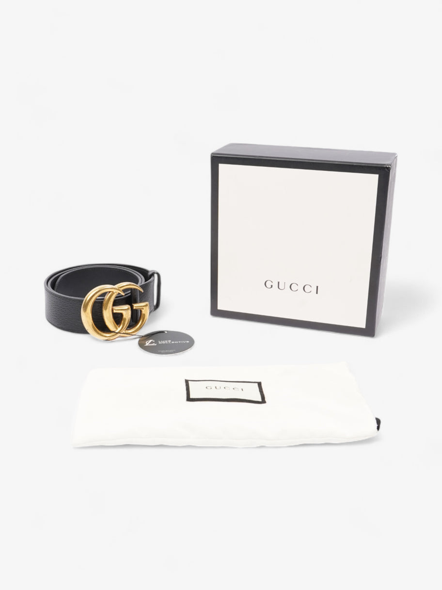 Gucci GG Marmont 2015 Re-Edition Wide Belt Black / Gold Leather 80cm / 32