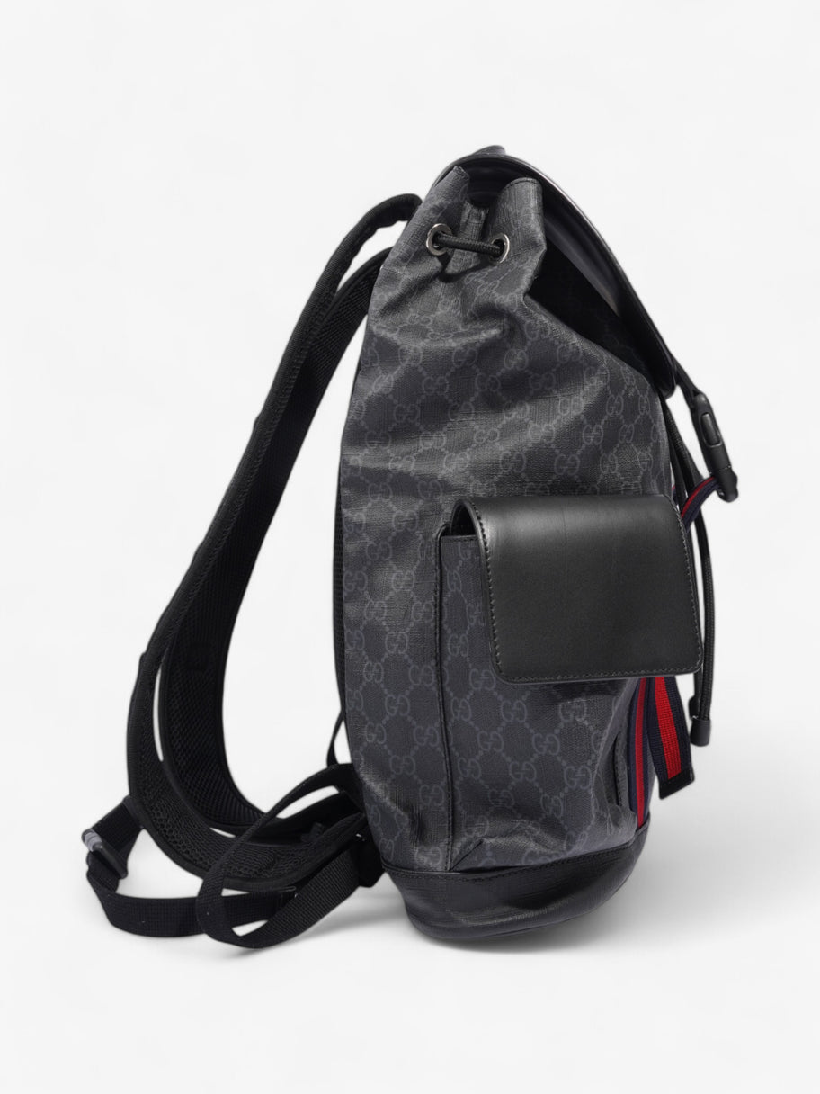 Gucci Gucci Leather Backpack GG Supreme / Black / Red Canvas Image 5