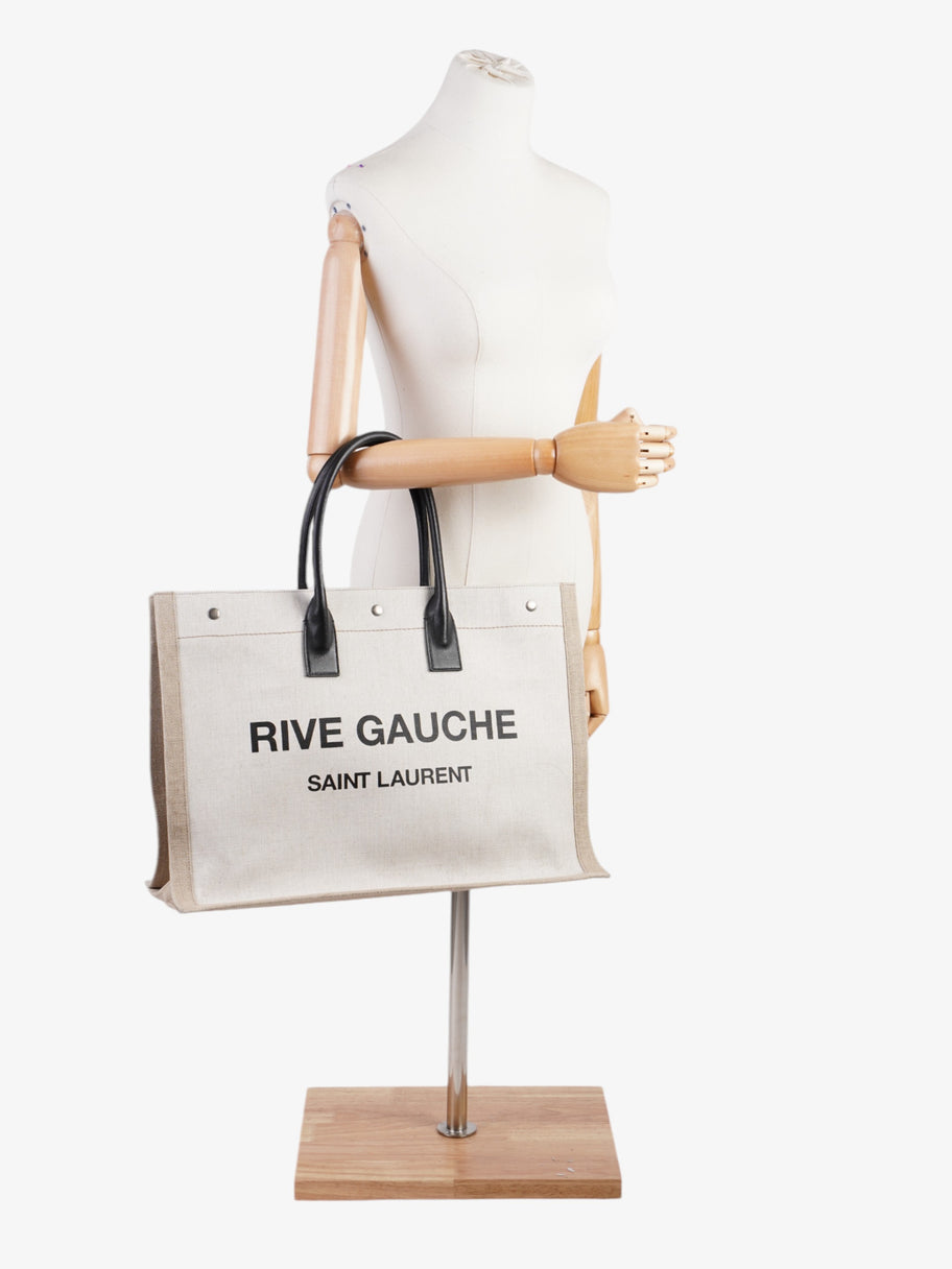 Saint Laurent Rive Gauche Tote White / Beige Cotton Large Image 2