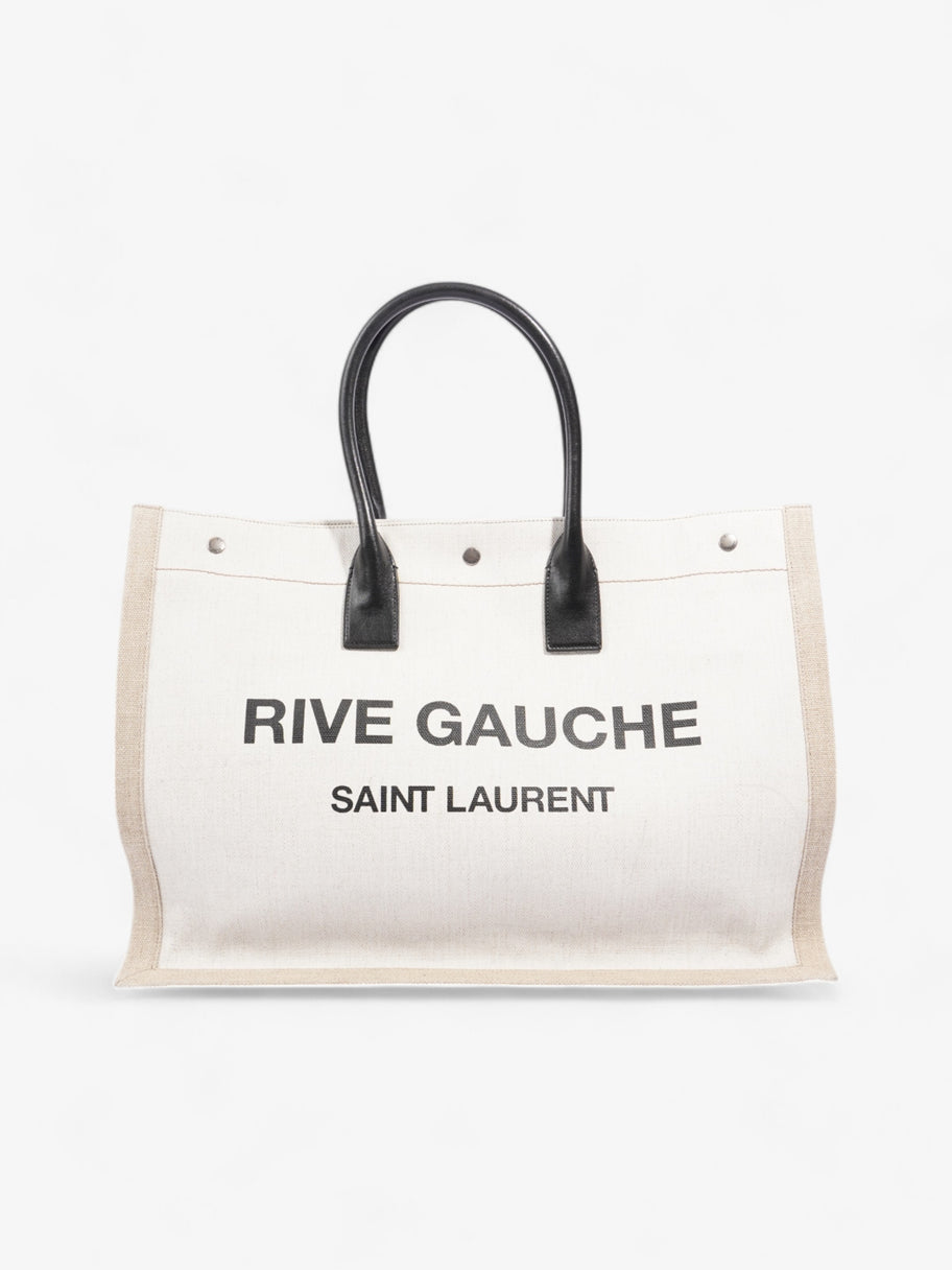 Saint Laurent Rive Gauche Tote White / Beige Cotton Large Image 1