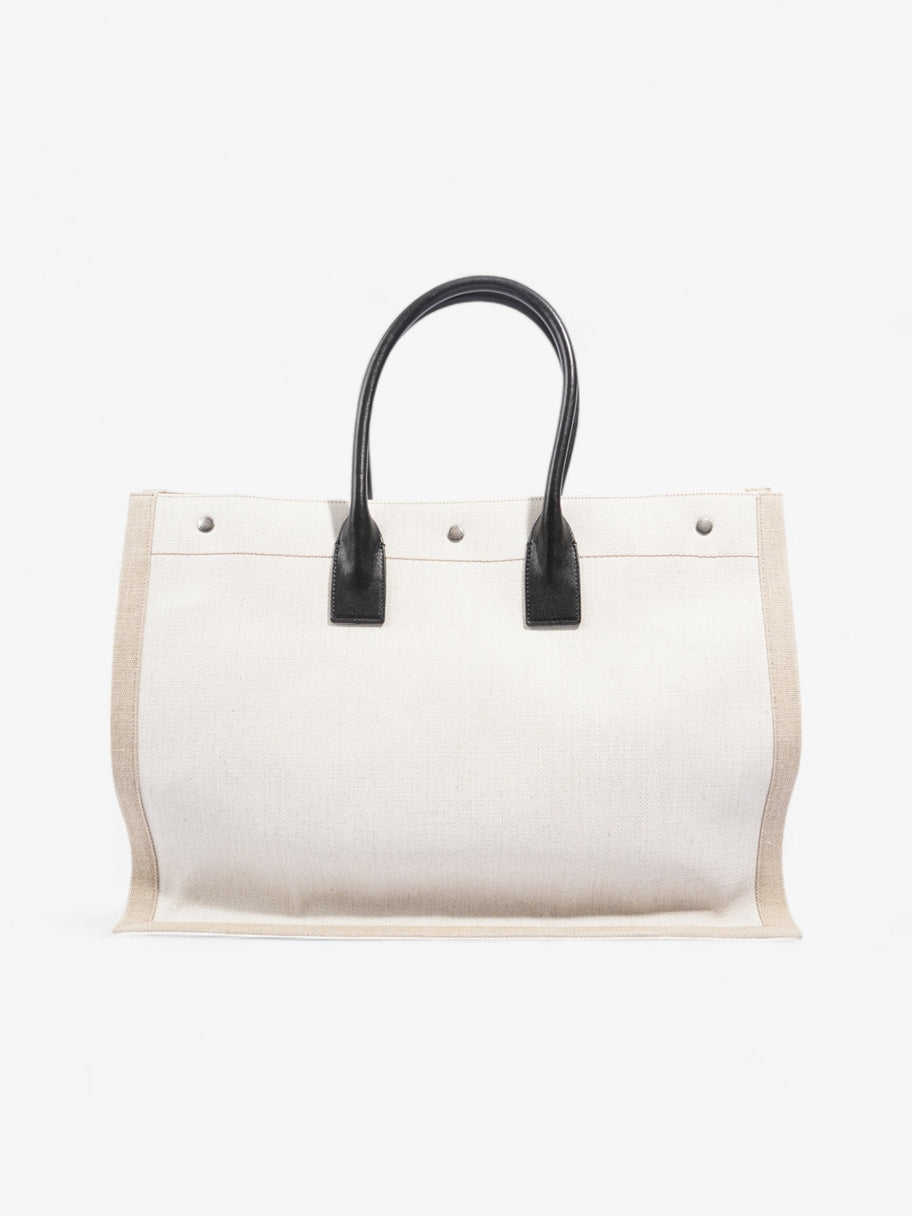 Saint Laurent Rive Gauche Tote White / Beige Cotton Large Image 4