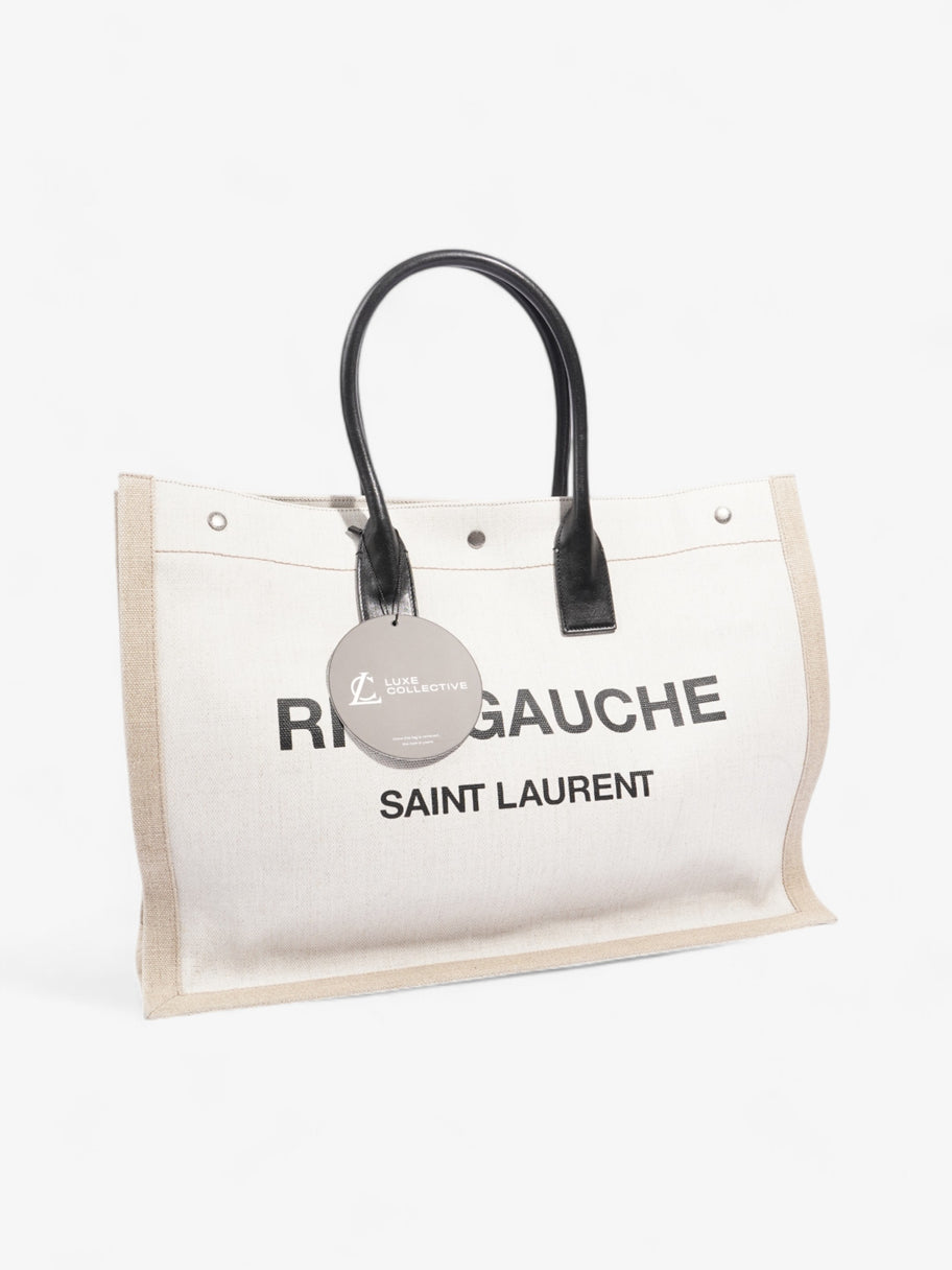 Saint Laurent Rive Gauche Tote White / Beige Cotton Large Image 9