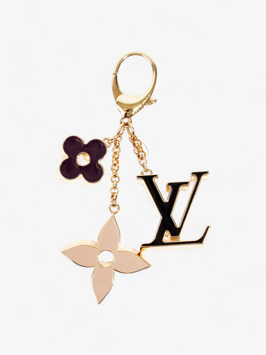 Louis Vuitton Fleur De Monogram Bag Charm Gold / Black / Beige Base Metal Image 1