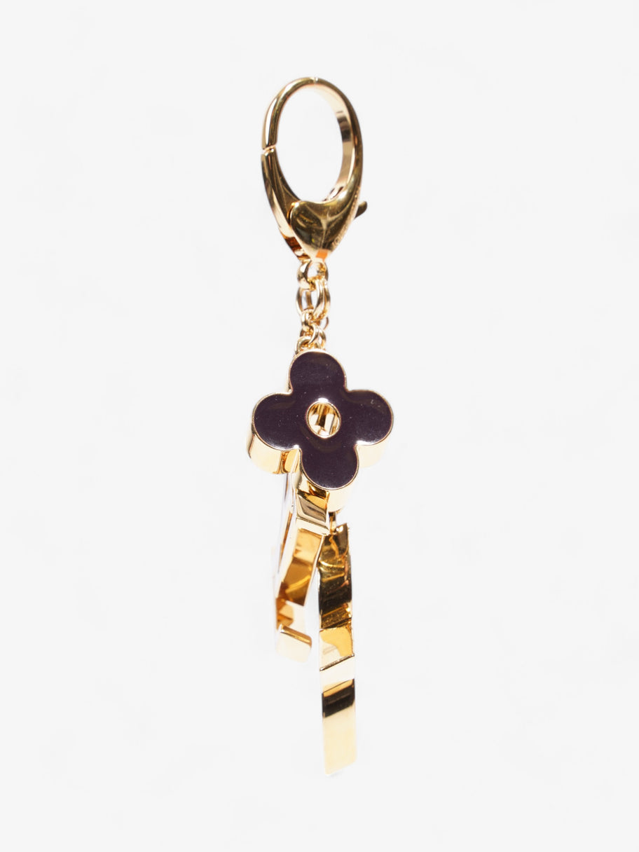 Louis Vuitton Fleur De Monogram Bag Charm Gold / Black / Beige Base Metal Image 2