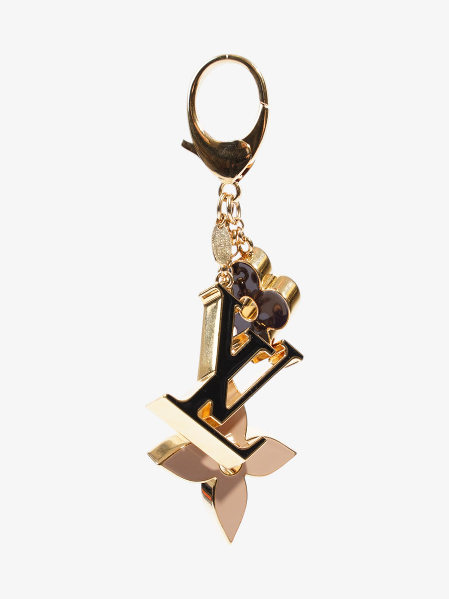 Louis Vuitton Fleur De Monogram Bag Charm Gold / Black / Beige Base Metal Image 3