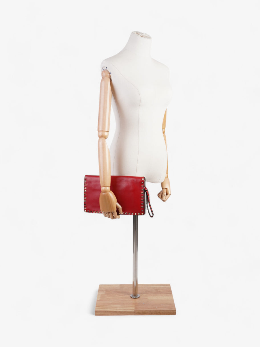 Valentino Rockstud Wristlet Red Leather Image 2