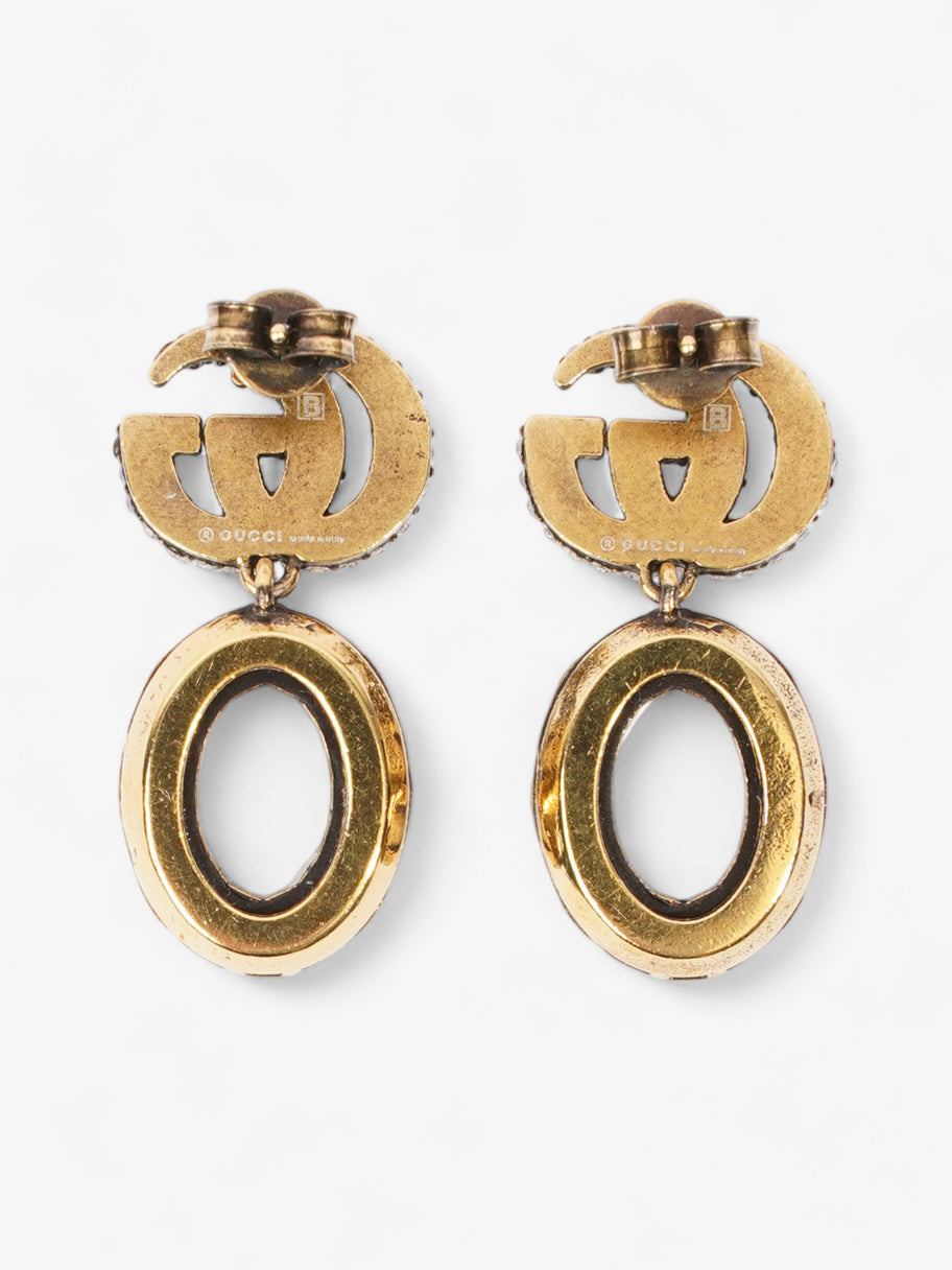 Gucci Crystal Double G Drop Earrings Aged Gold Base Metal Image 2