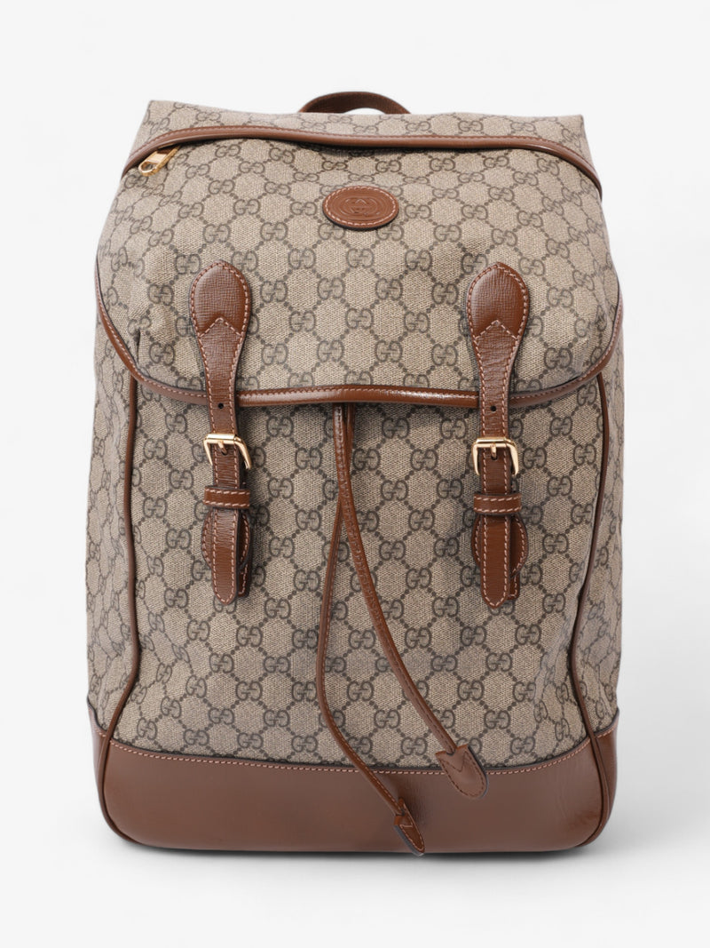  Gucci Backpack with Interlocking G GG Supreme / Brown Coated Canvas