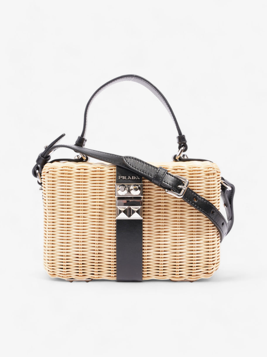 Prada Wicker Top Handle Black / Natural Wicker Image 1