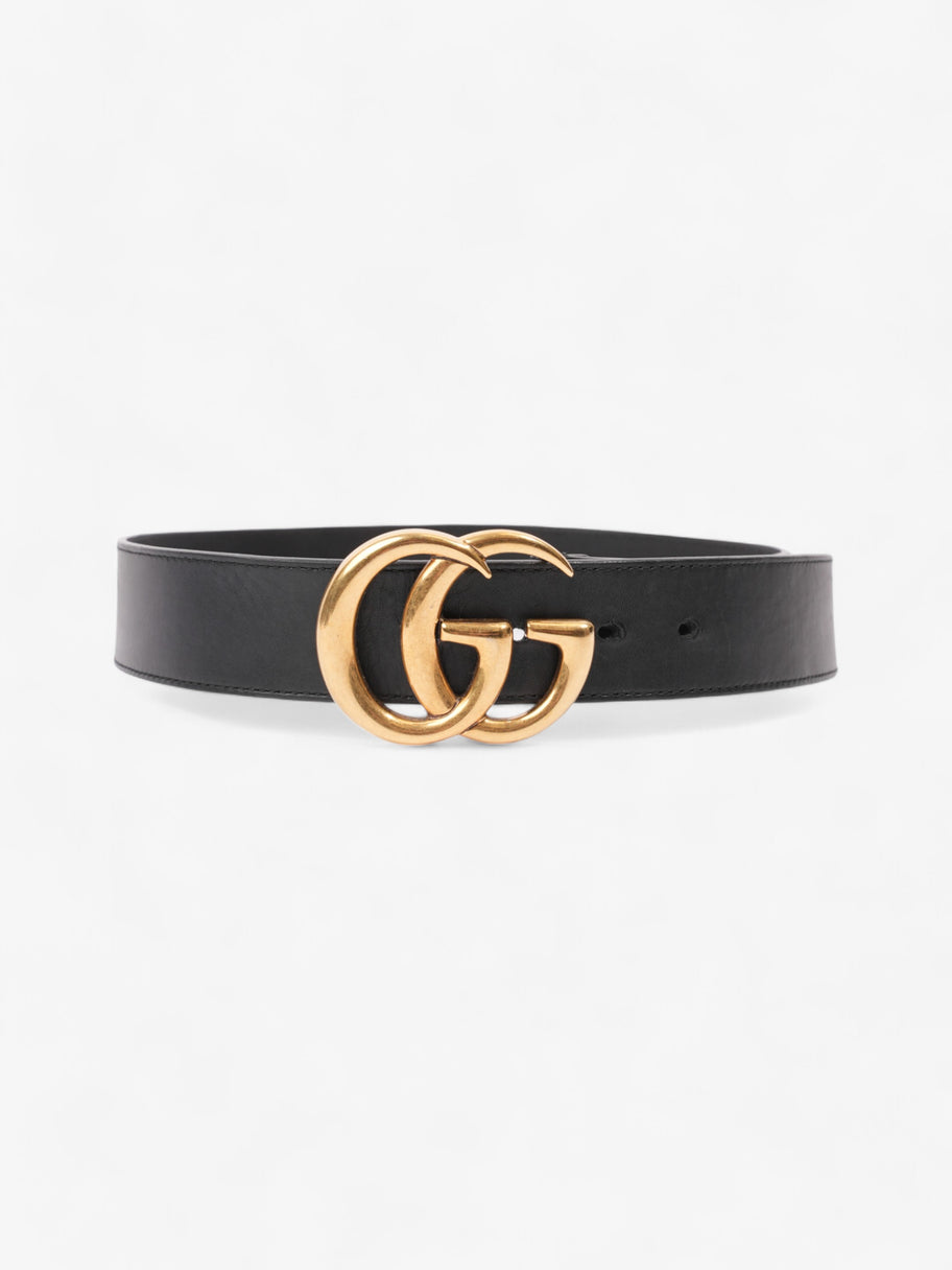 Gucci GG Marmont 2015 Re-Edition Wide Belt Black / Gold Leather 75cm / 30