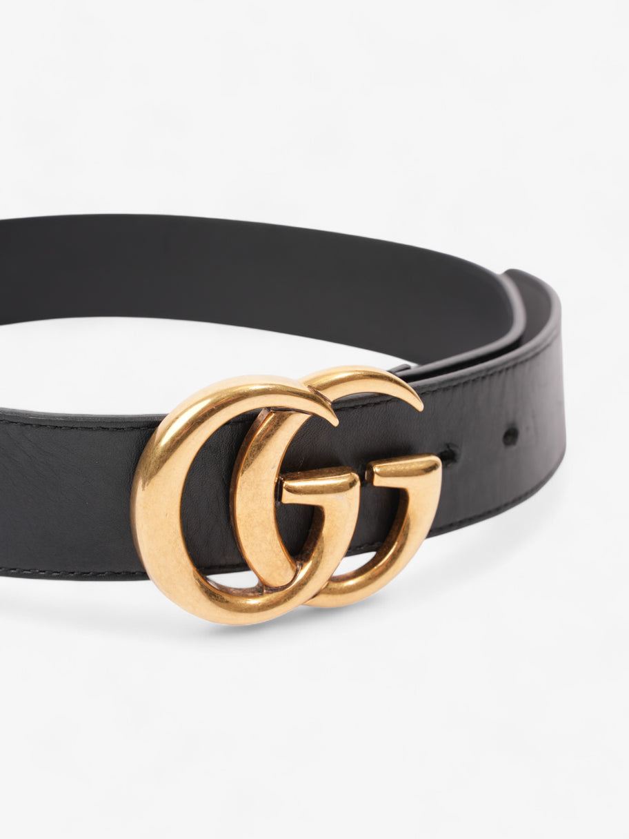 Gucci GG Marmont 2015 Re-Edition Wide Belt Black / Gold Leather 75cm / 30