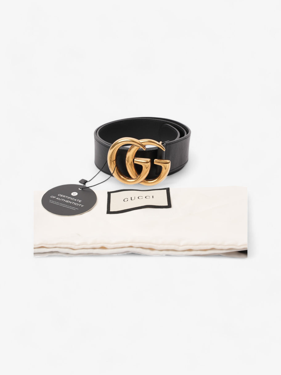 Gucci GG Marmont 2015 Re-Edition Wide Belt Black / Gold Leather 75cm / 30