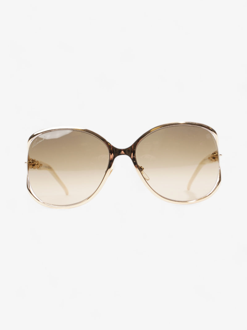  Gucci Oversized Sunglasses Gold / White Base Metal