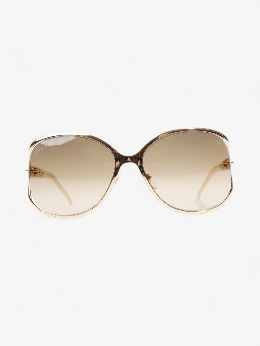 Gucci Oversized Sunglasses Gold / White Base Metal Image 1