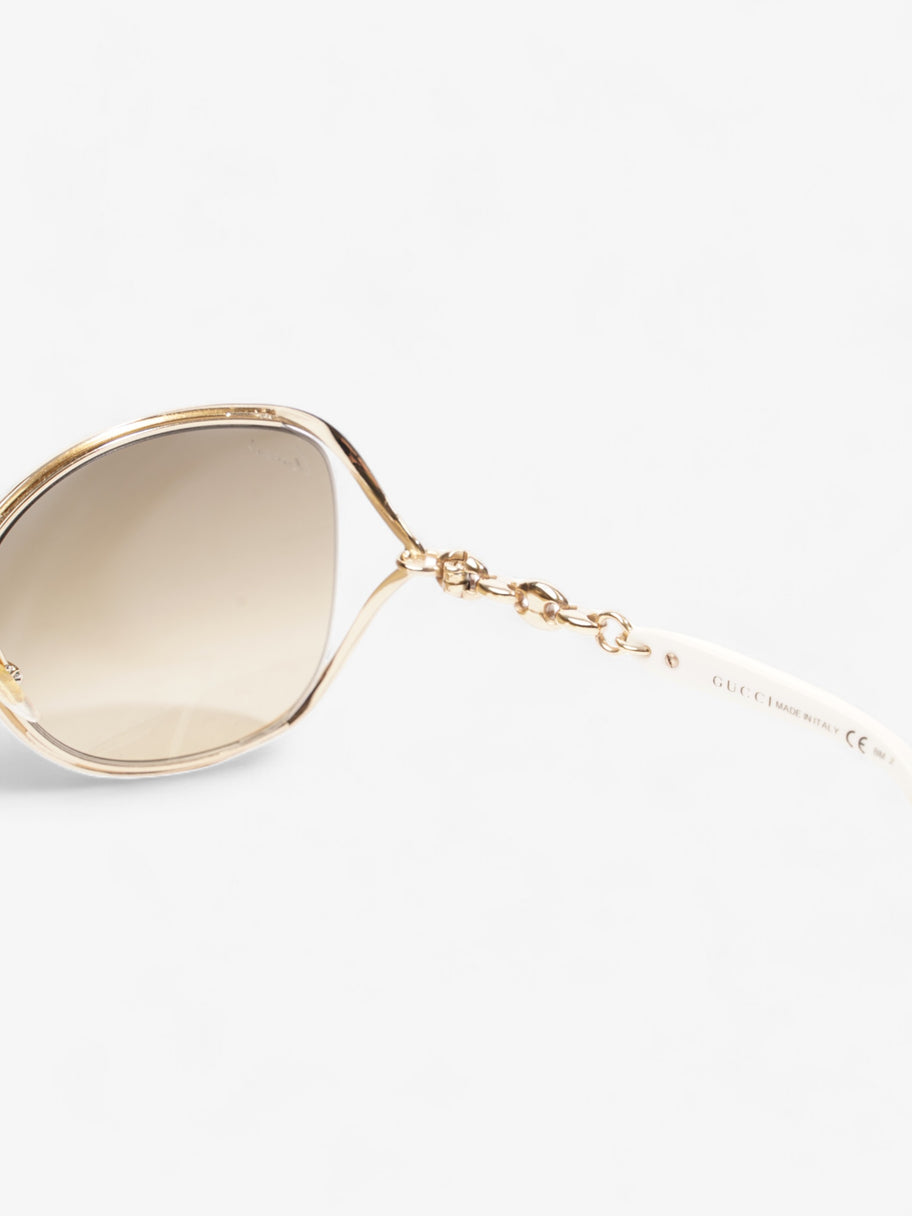 Gucci Oversized Sunglasses Gold / White Base Metal Image 6