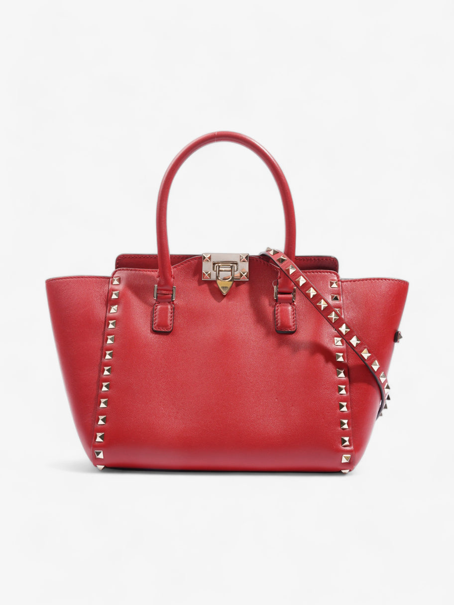 Vitello Rockstud Small Double Handle Tote Red Calfskin Leather Image 1