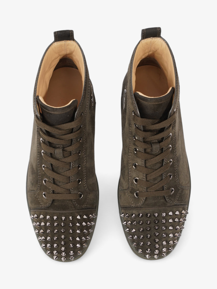 Christian Louboutin Lou Spikes Flat Khaki Suede EU 41 UK 7 Image 8