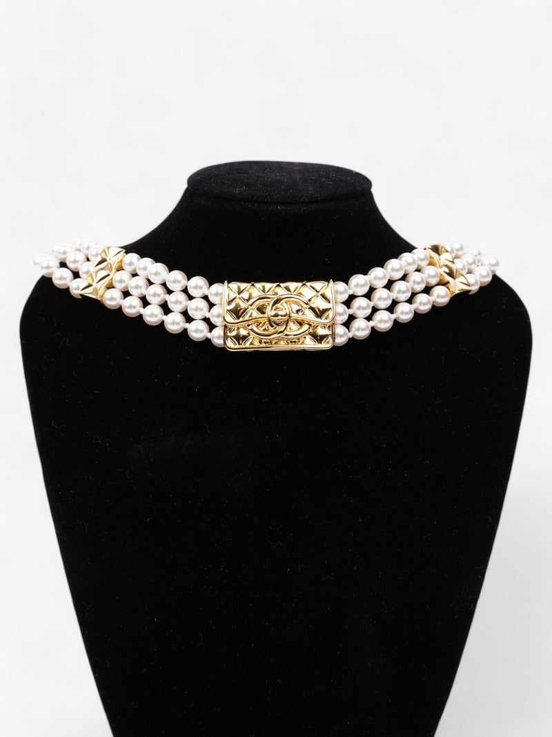  Chanel CC Pearl Chocker Pearl / Gold Faux Pearl