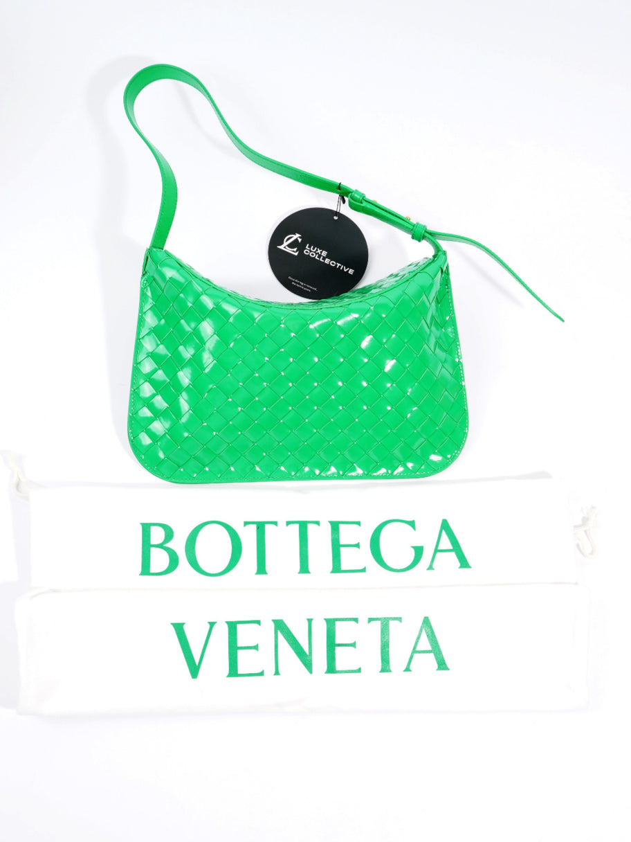 Bottega Veneta Intrecciato Cradle Fold Over Bag Green Calfskin Leather Image 8