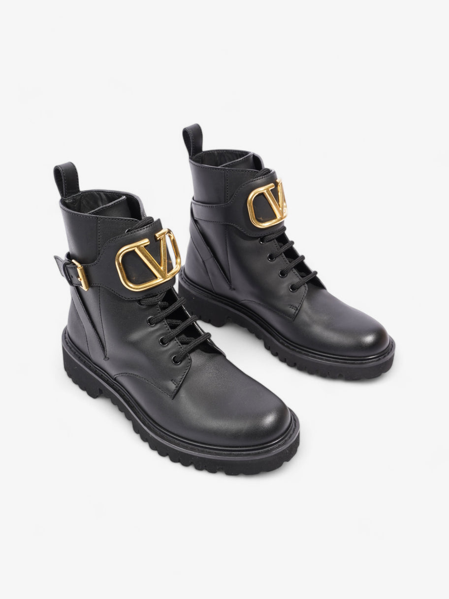 Valentino V Logo Boots Black / Gold Leather EU 37 UK 4 Image 2