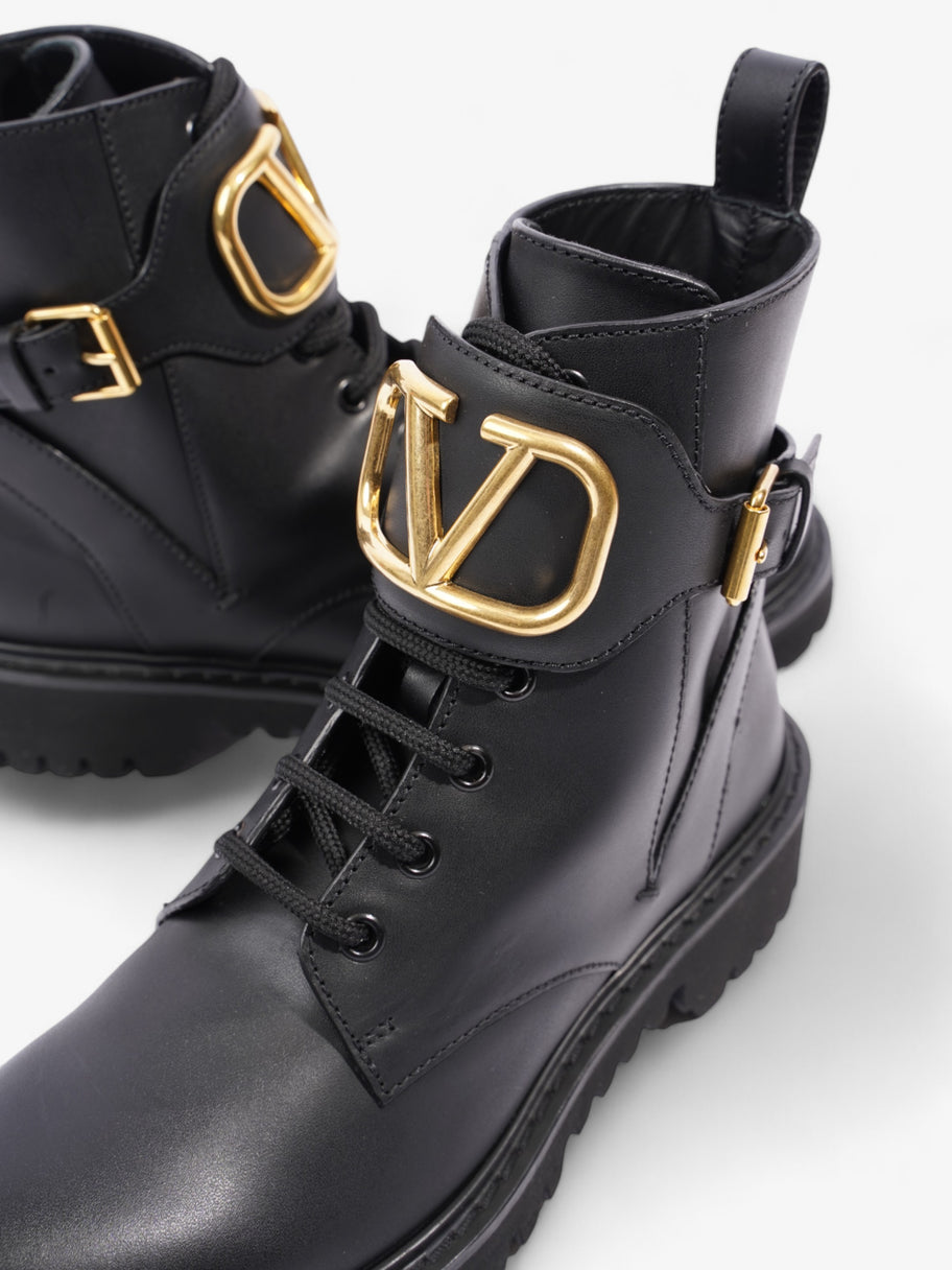 Valentino V Logo Boots Black / Gold Leather EU 37 UK 4 Image 9