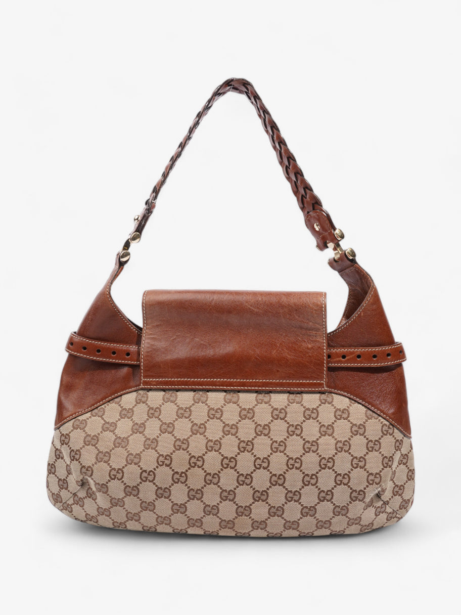 Gucci Horsebit Flap Beige And Ebony GG Supreme / Brown Canvas Image 4