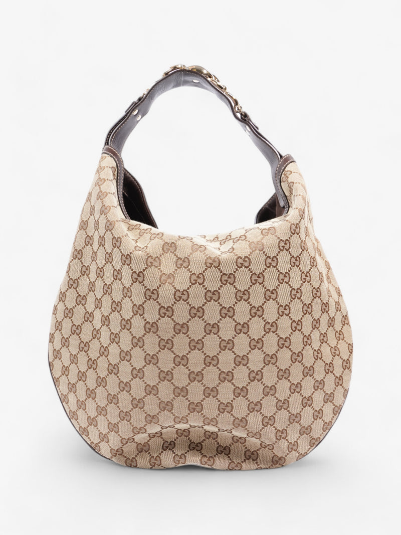  Gucci GG Hobo Beige And Ebony GG Supreme / Brown Canvas