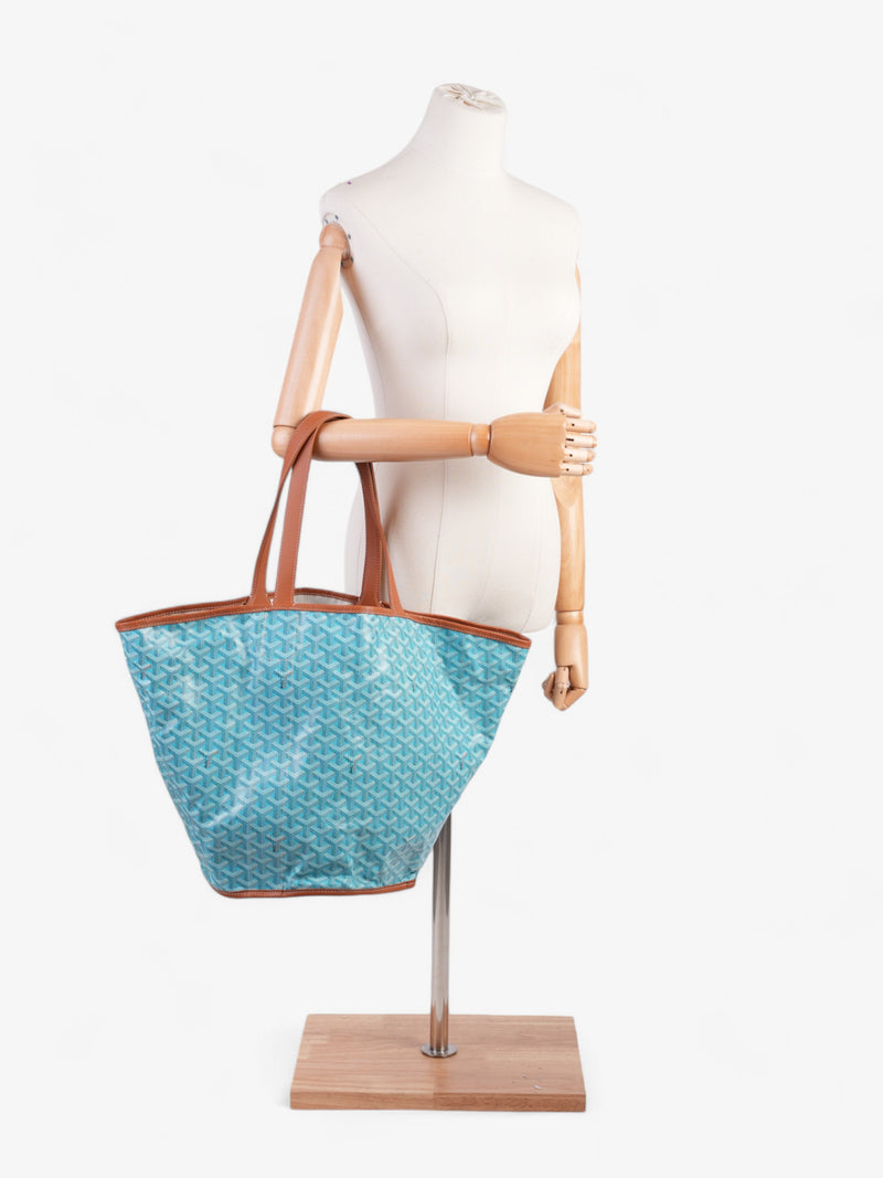  Goyard Belharra Reversible Beach Tote Bag Turquoise  / Natural Canvas