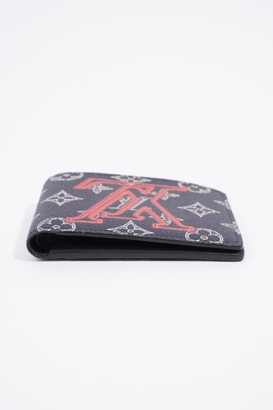 Upside Down Pocket Organiser Navy Monogram / Red Neon Coated Canvas Image 2