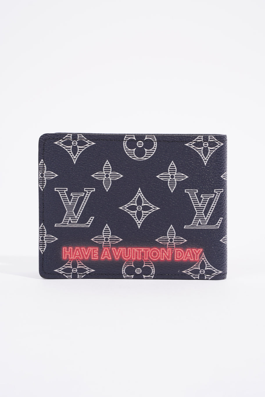 Upside Down Pocket Organiser Navy Monogram / Red Neon Coated Canvas Image 3