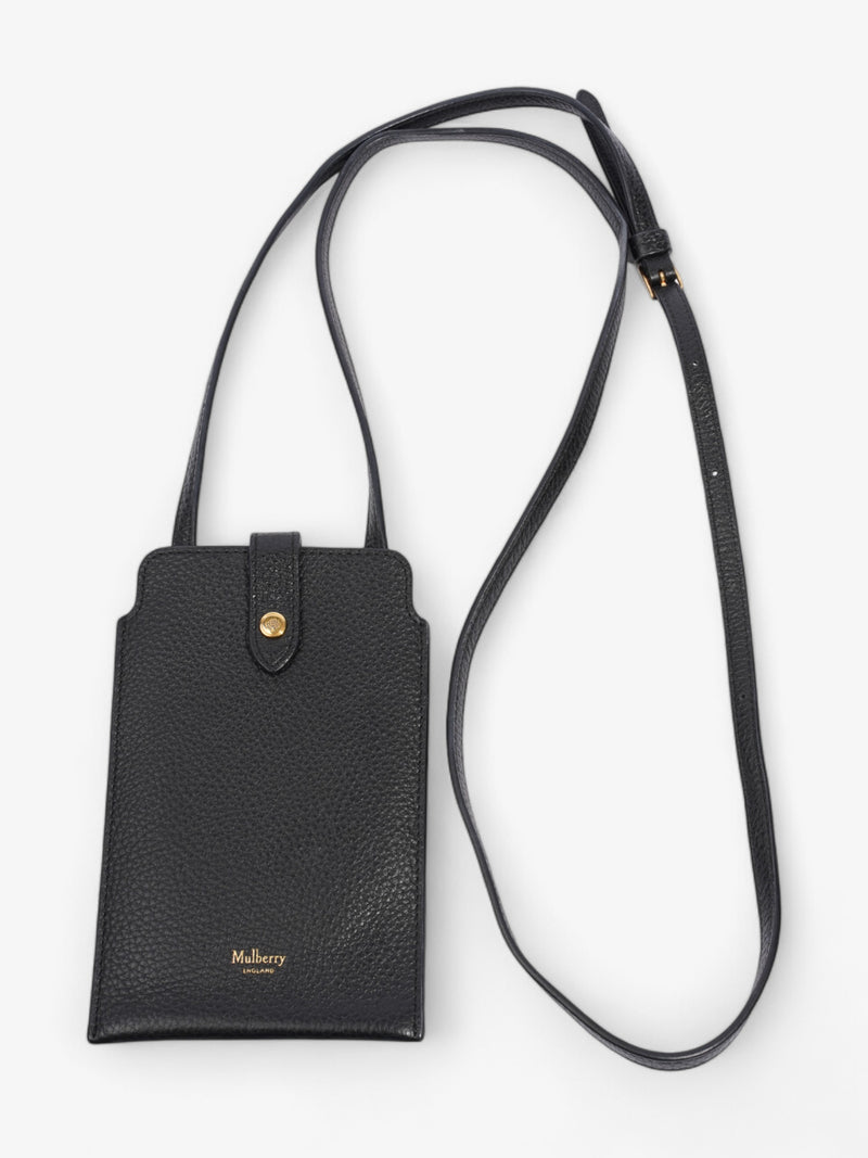  Mulberry Phone Holder with Strap Black Grained Leather Strap - 61.5cm