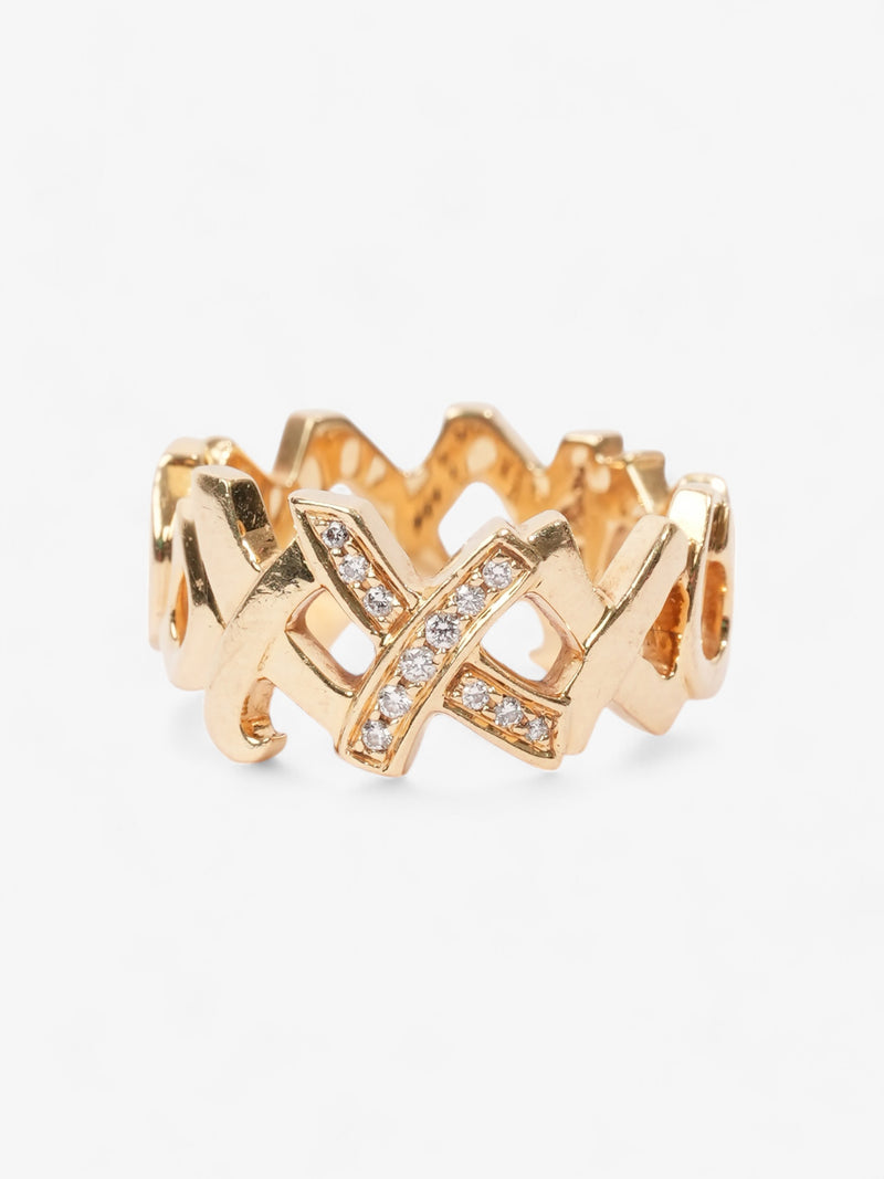  Tiffany and Co Paloma Picasso Graffiti Love and Kisses Diamond Ring Yellow Gold Yellow Gold 54mm