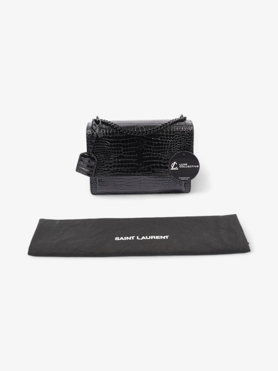 Saint Laurent Sunset Black Embossed Leather Medium Image 7