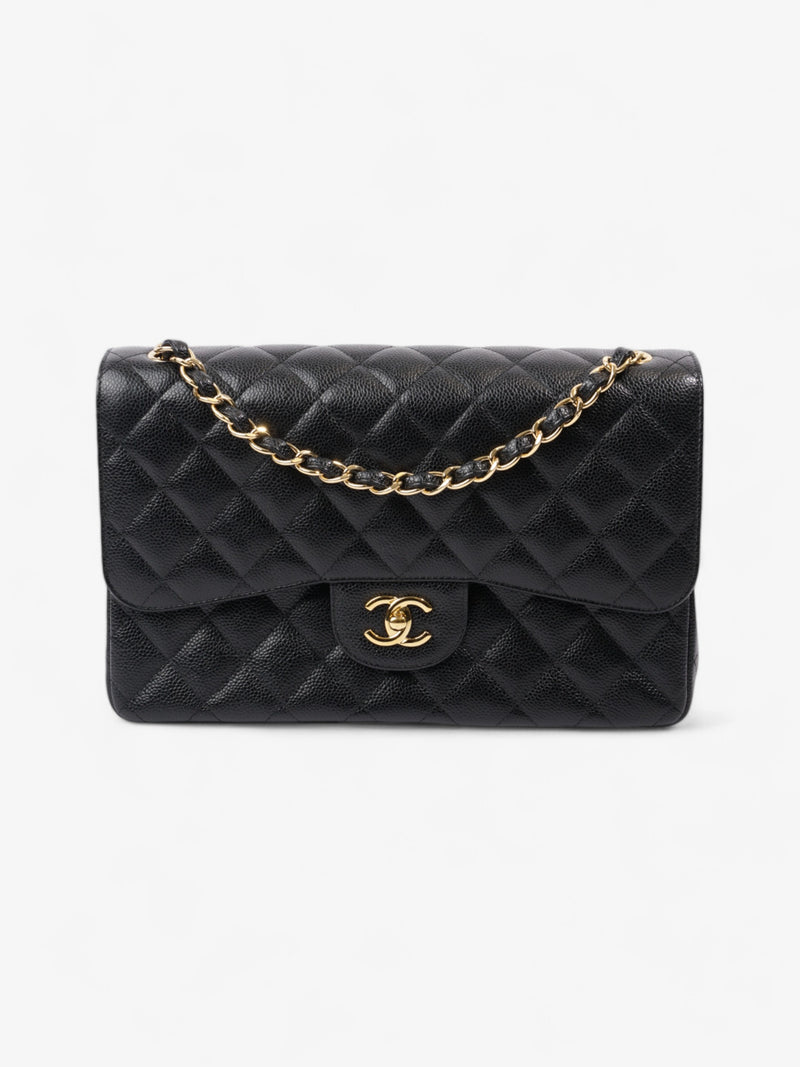  Chanel Classic Double Flap Black Caviar Leather Jumbo