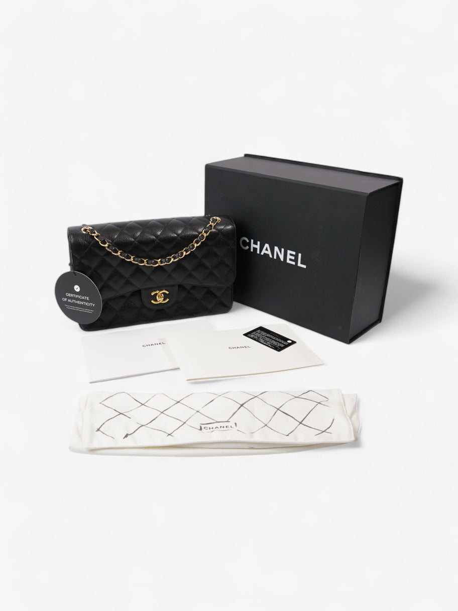 Chanel Classic Double Flap Black Caviar Leather Jumbo Image 11