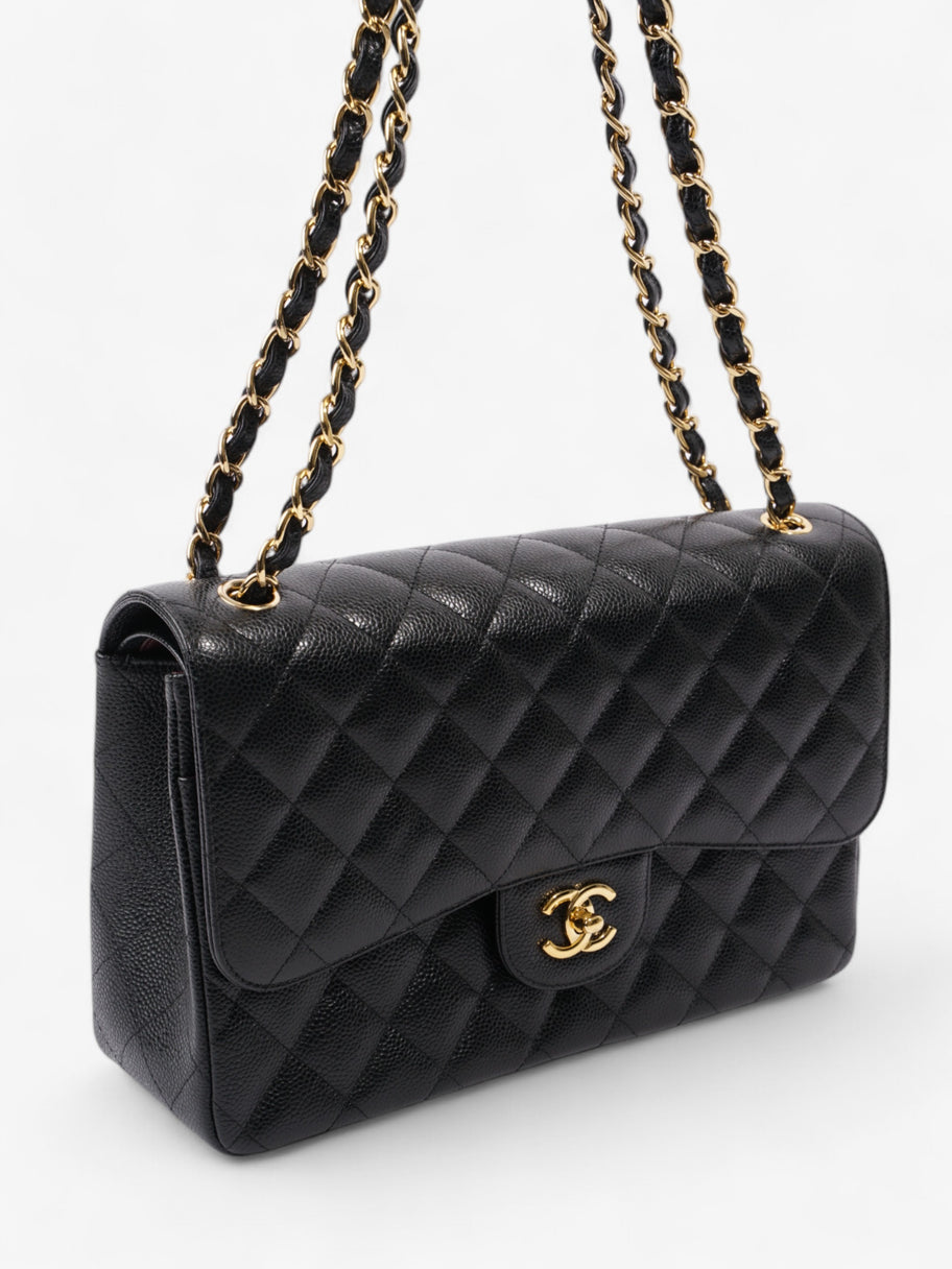 Chanel Classic Double Flap Black Caviar Leather Jumbo Image 7