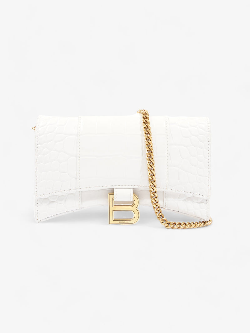  Hourglass Wallet On Chain White Calfskin Leather