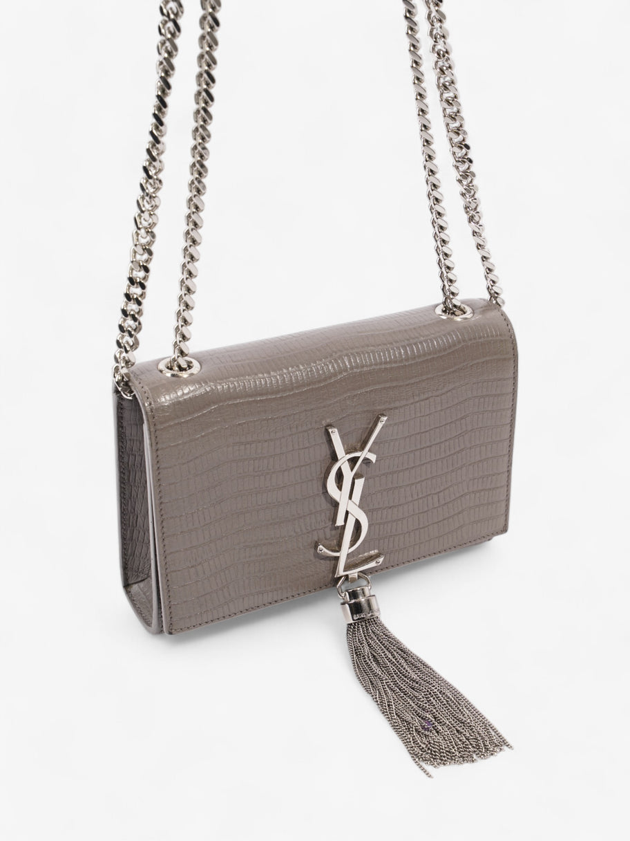 Saint Laurent Kate Tassel Grey Embossed Leather Small Image 7