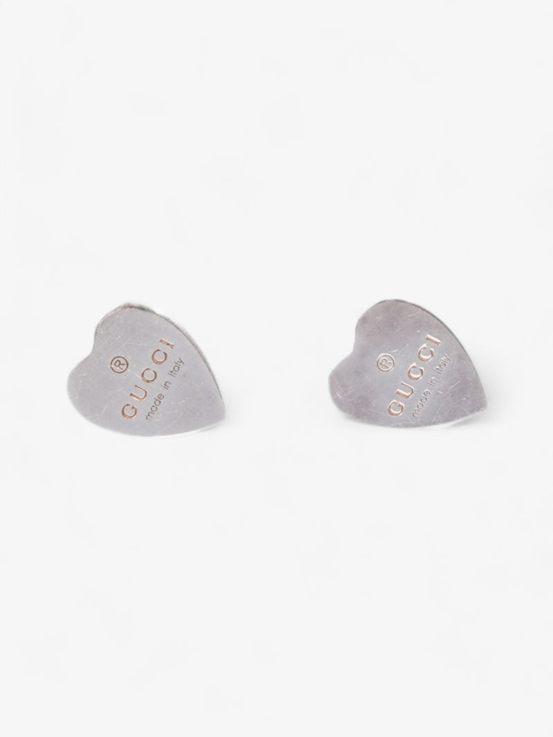  Gucci Heart Stud Earrings Silver Silver Sterling