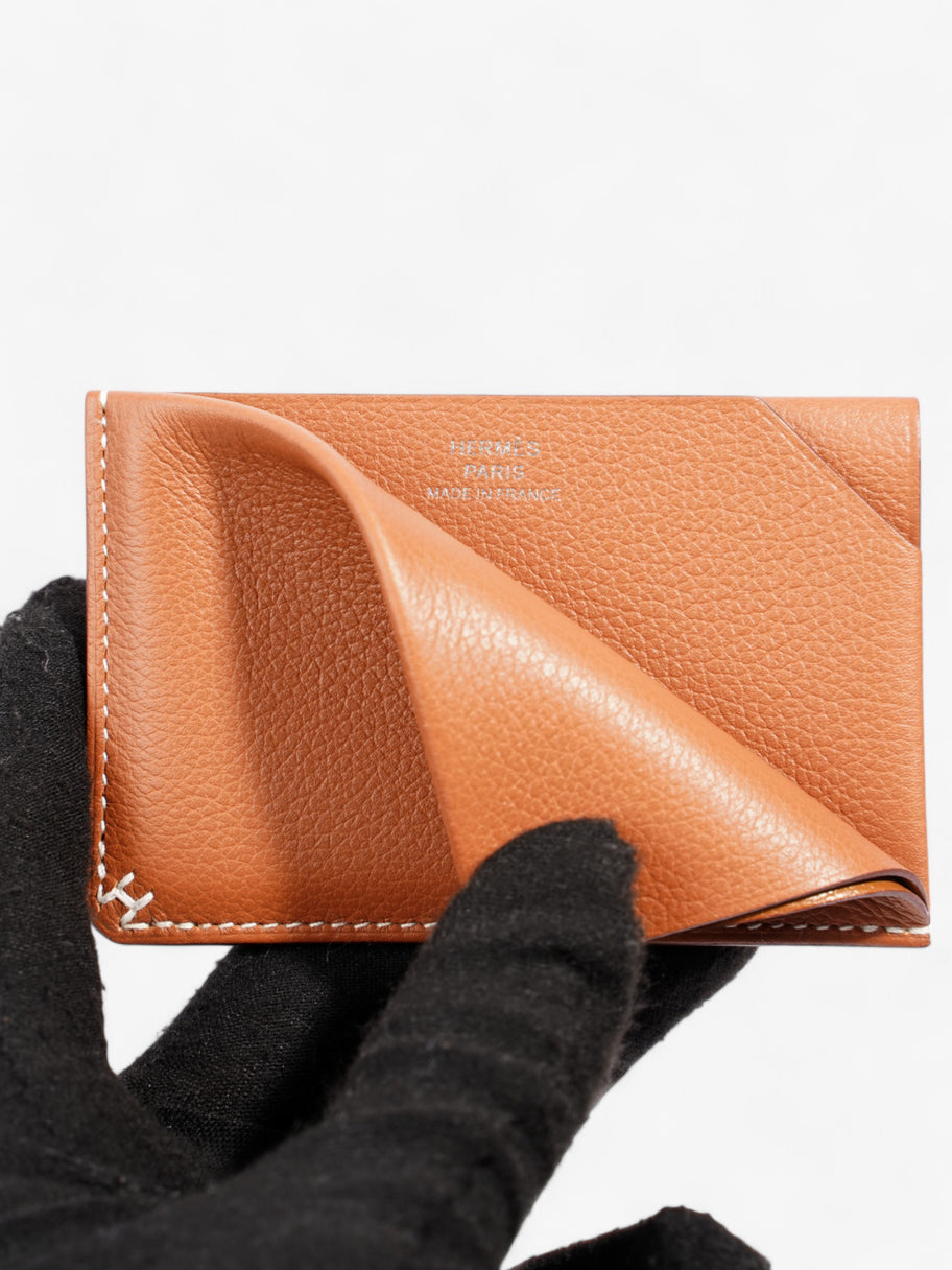 Hermes H Sellier Card Holder Tan Leather Image 4