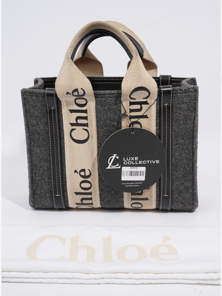 Chloe Woody Tote Grey / Beige / Black Felt Small Image 10