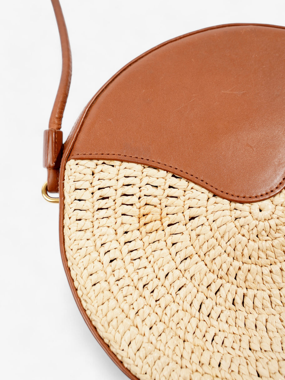 Saint Laurent Raffia Round Crossbody Bag Brown / Straw  Straw, Leather Image 10