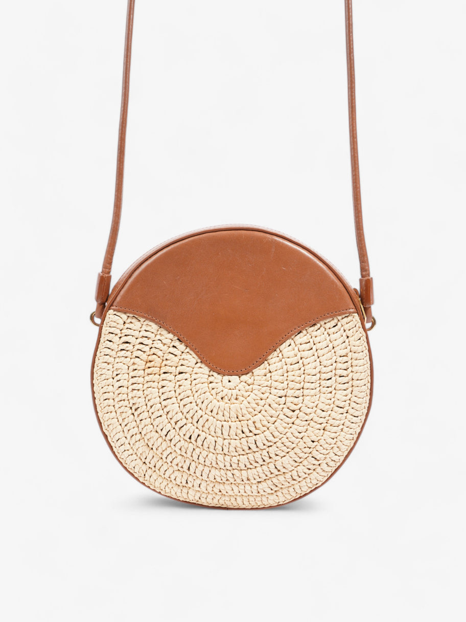 Saint Laurent Raffia Round Crossbody Bag Brown / Straw  Straw, Leather Image 4