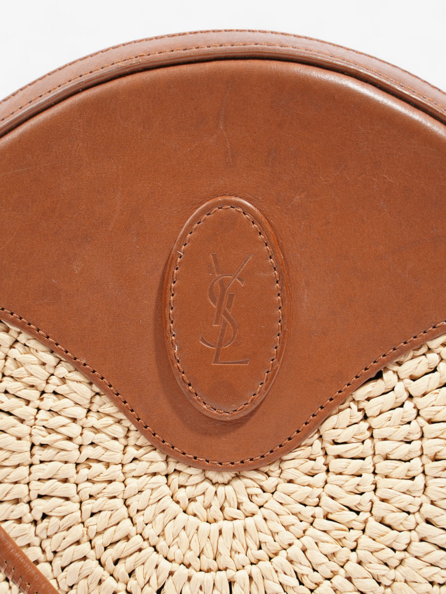 Saint Laurent Raffia Round Crossbody Bag Brown / Straw  Straw, Leather Image 7