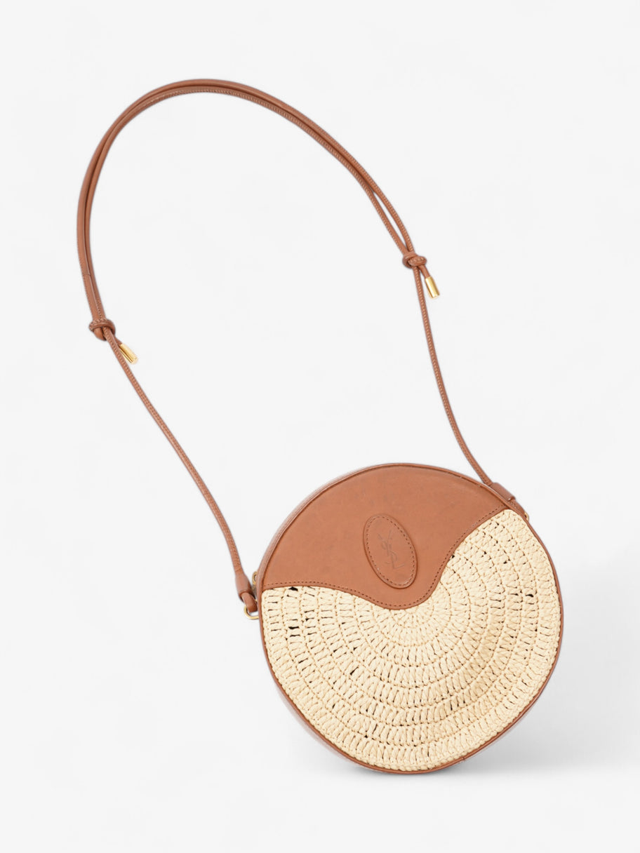 Saint Laurent Raffia Round Crossbody Bag Brown / Straw  Straw, Leather Image 8